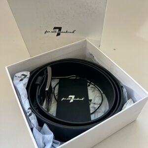 7 For All Mankind Black Leather Belt with Silver Buckle